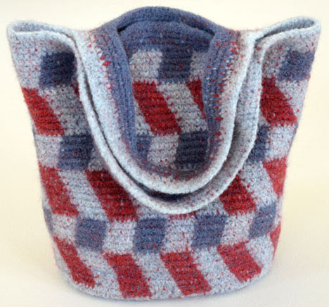 Felted Trail Ridge Tote, 12" wide x 13"high (without the handle).