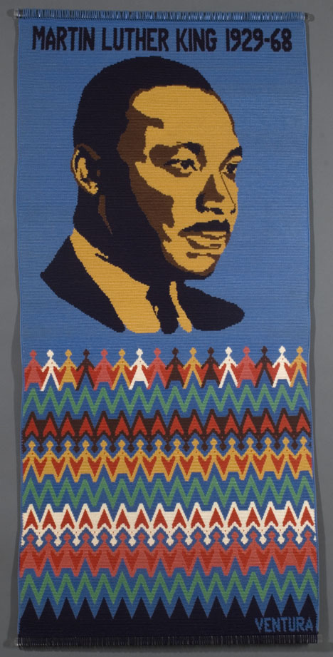 . . . I still have a dream . . . , tapestry crocheted cotton, 27" x 56", 1983.