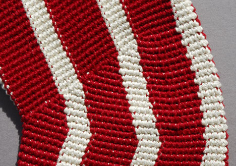 The heel of the Candy Cane Stocking was done with the flat tapestry crochet technique.