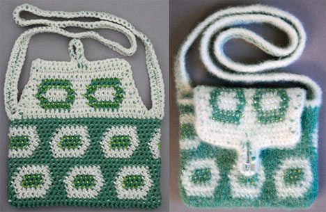 Bead Felted Purse before and after felting