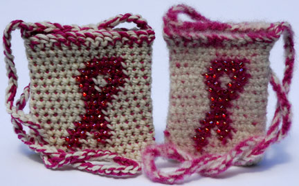 Bead Felted Tapestry Crochet Ribbon Bag