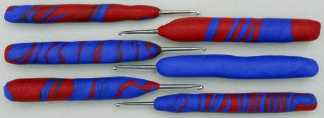 Crochet hooks with polymer clay handles