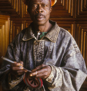 Man crocheting in Dschang