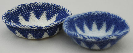 Tapestry Crochet Baskets Before and After Felting